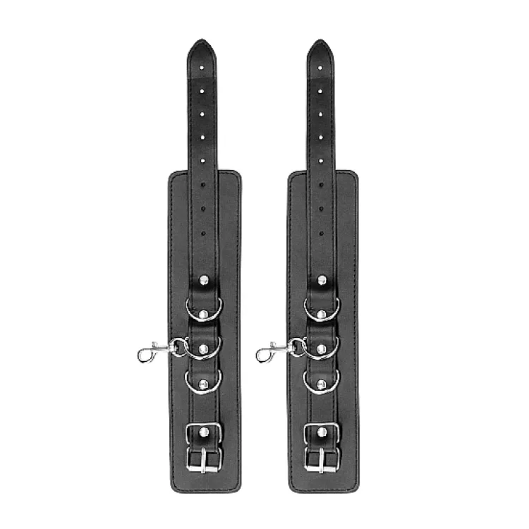 Ouch! Bonded Leather Hogtie With Hand & Ankle Cuffs Black Ouch! Bonded Leather Hogtie With Hand & Ankle Cuffs Black