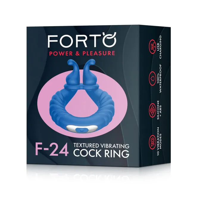 Forto F-24 Textured Vibrating Cockring Black