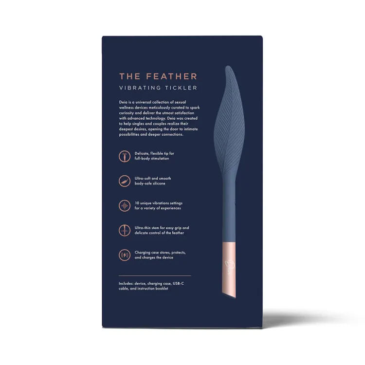 Deia Vibrating Feather Silicone Tickler Blue Deia Vibrating Feather Silicone Tickler Blue