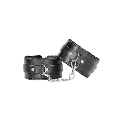 Ouch! B&W Plush Bonded Leather Ankle Cuffs