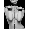 Ouch! Adjustable Velcro Collar With Leash & Wrist Cuffs Black Ouch! Adjustable Velcro Collar With Leash & Wrist Cuffs Black