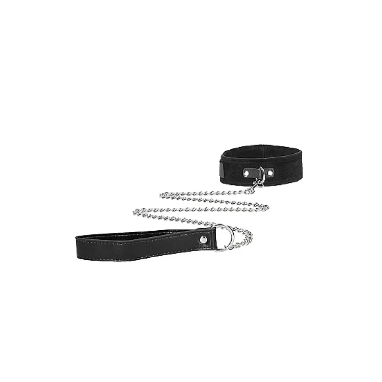 Ouch! Adjustable Velcro Collar With Leash & Wrist Cuffs Black Ouch! Adjustable Velcro Collar With Leash & Wrist Cuffs Black