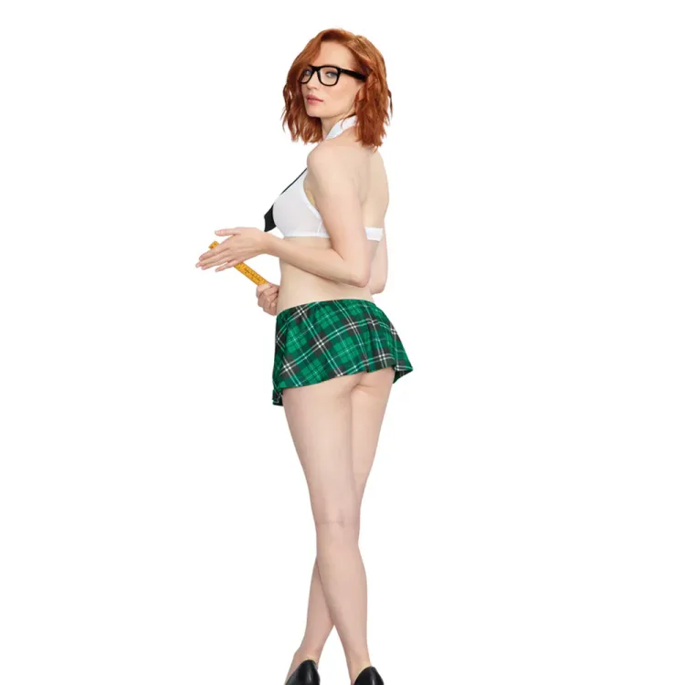 Dreamgirl Stretched Mesh Schoolgirl Halter Crop Top Costume Dreamgirl Stretched Mesh Schoolgirl Halter Crop Top Costume