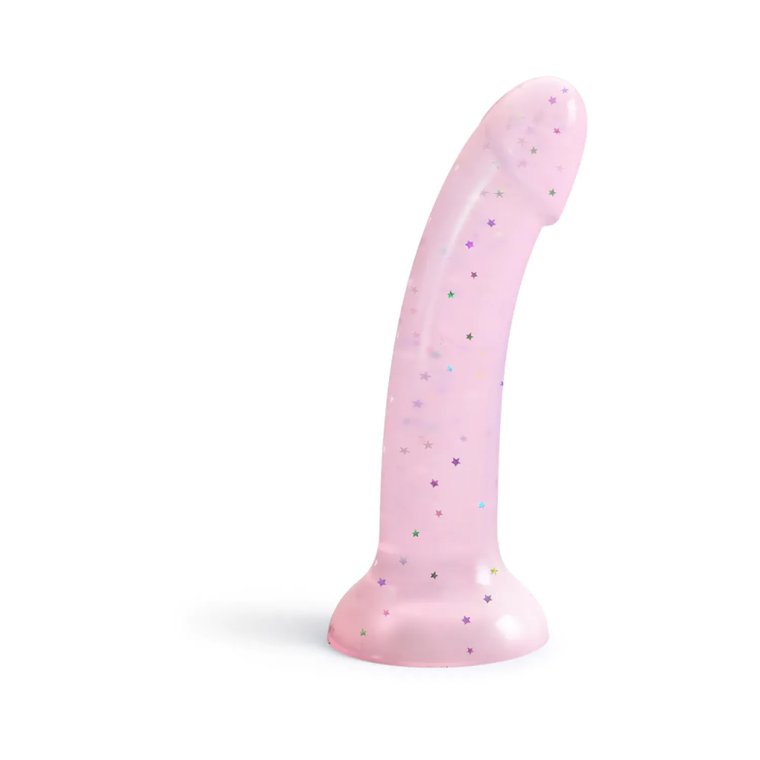 6 in. Starlight Silicone Dildo with Multicolor Star Glitter Pink