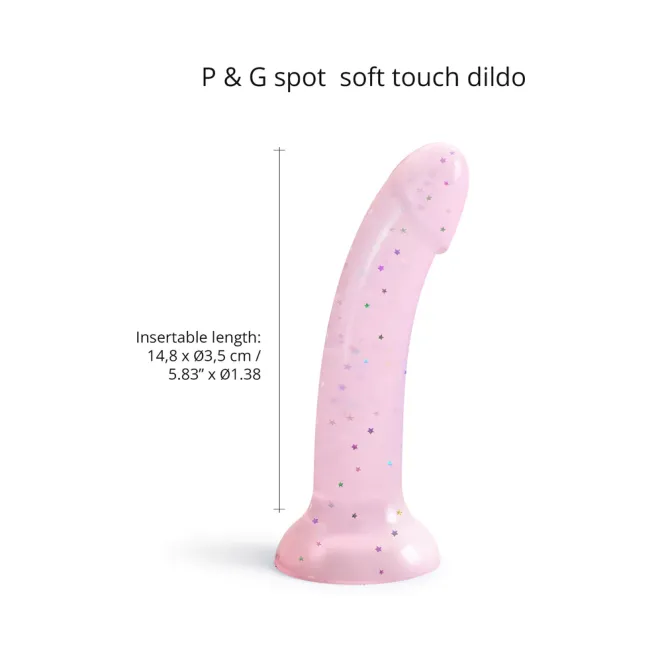 6 Inch Starlight Silicone Dildo with Multicolor Star Glitter Pink