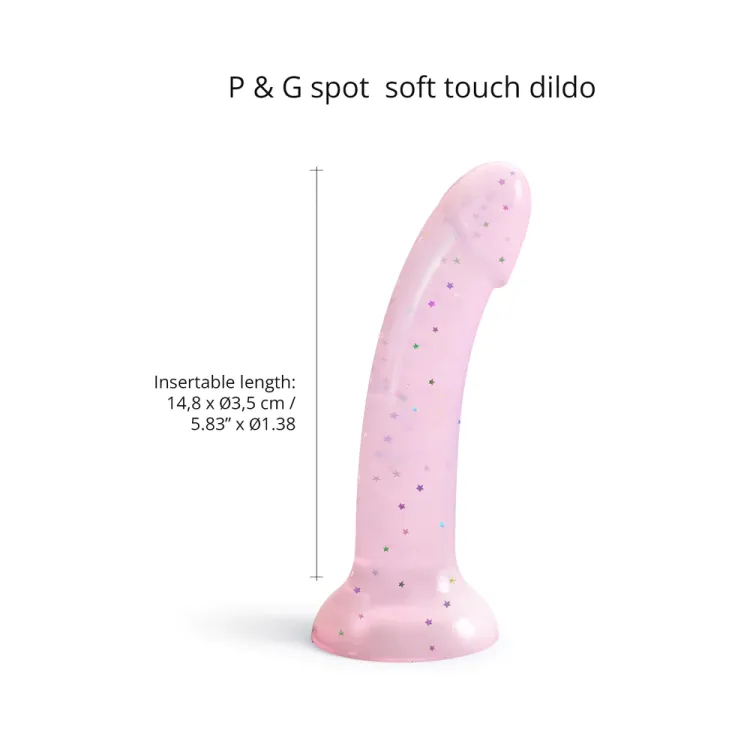 6 in. Starlight Silicone Dildo with Multicolor Star Glitter Pink 6 in. Starlight Silicone Dildo with Multicolor Star Glitter Pink