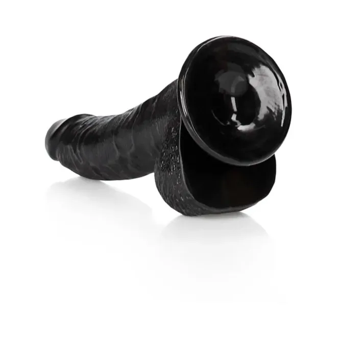 8 Inch Realistic Curved Dildo with Balls Black