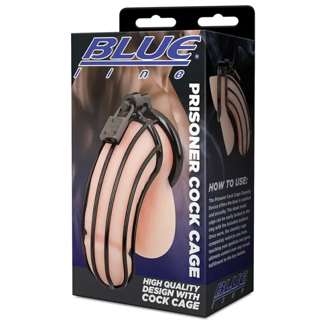 Blue Line Prisoner Cock Cage Black