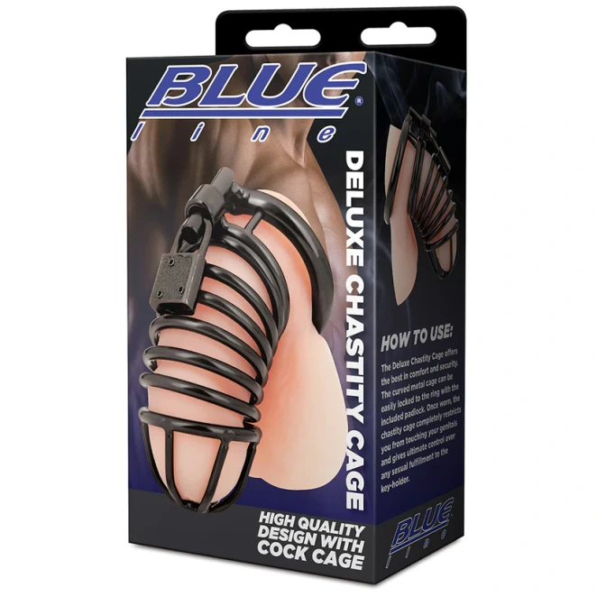 Blue Line Deluxe Chastity Cock Cage Black
