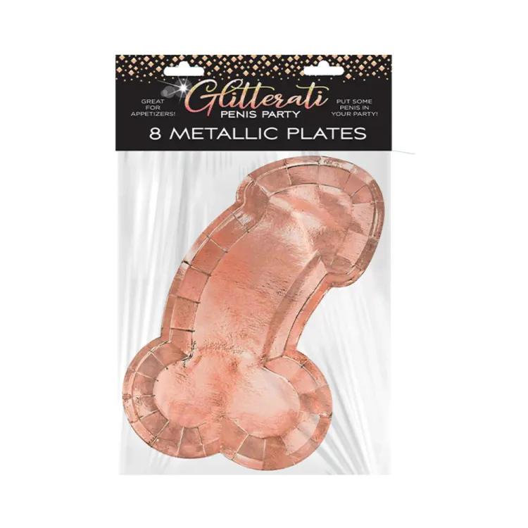 Glitterati Penis Party Rose Gold Plates 8-Pack (83005) by Little Genie Productions | Bachelorette Party Gifts | SlipDix.com Glitterati Penis Party Rose Gold Plates 8-Pack (83005) | SlipDix.com