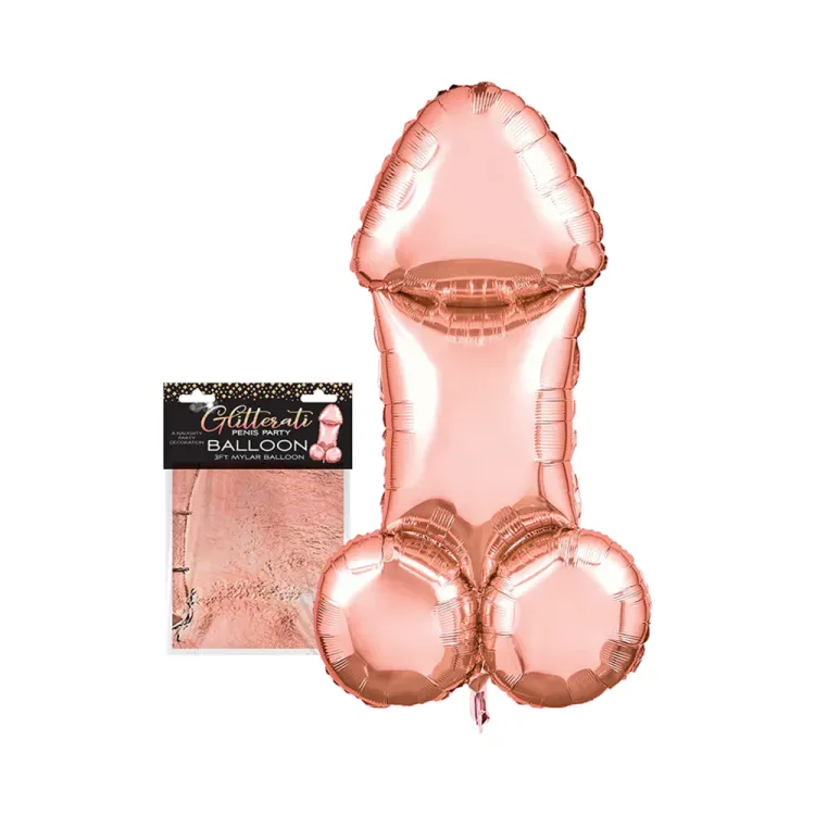 Glitterati Penis Party 3 ft. Rose Gold Mylar Balloon (83007) by Little Genie Productions | Bachelorette Party Gifts | SlipDix.com Glitterati Penis Party 3 ft. Rose Gold Mylar Balloon (83007) | SlipDix.com