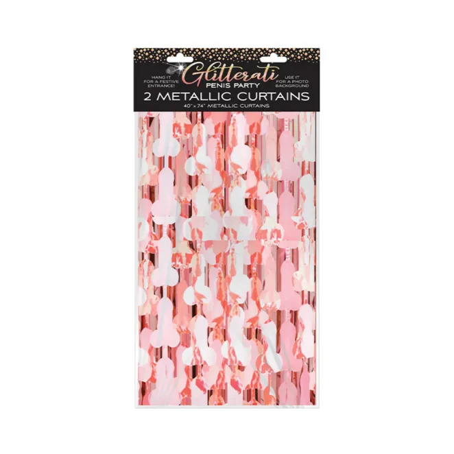 Glitterati Penis Party Metallic Foil Curtains 2-Pack (83008) | SlipDix.com