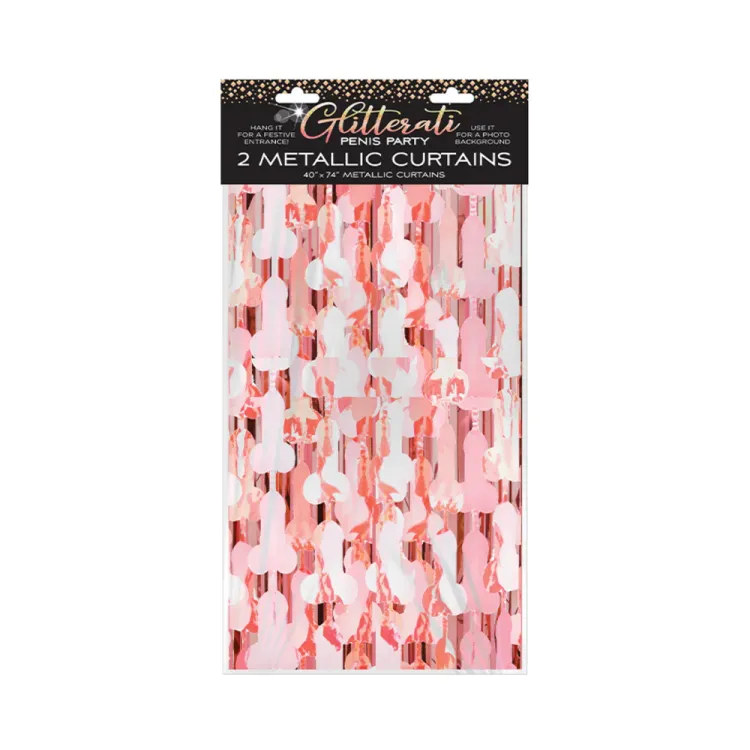 Glitterati Penis Party Metallic Foil Curtains 2-Pack (83008) by Little Genie Productions | Bachelorette Party Gifts | SlipDix.com Glitterati Penis Party Metallic Foil Curtains 2-Pack (83008) | SlipDix.com