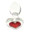 Anal Glass Butt Plug with Red Heart Gem Small Anal Glass Butt Plug with Red Heart Gem Small