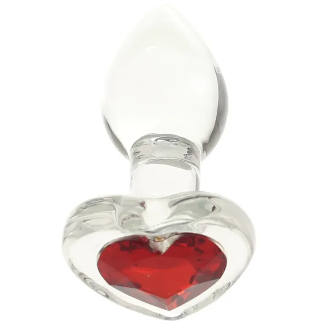 Crystal Desires Sensual Glass Jeweled Heart Butt Plug 3 Inch