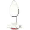 Anal Glass Butt Plug with Red Heart Gem Small Anal Glass Butt Plug with Red Heart Gem Small