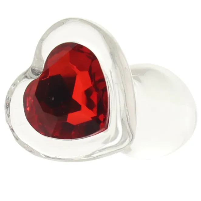 Crystal Desires Sensual Glass Jeweled Heart Butt Plug 3 Inch