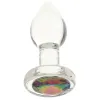 Anal Glass Butt Plug with Rainbow Gem Small Anal Glass Butt Plug with Rainbow Gem Small