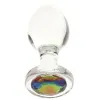 Anal Glass Butt Plug with Rainbow Gem Medium
