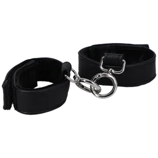 Faux Leather Handcuffs with Velvet Lining Black