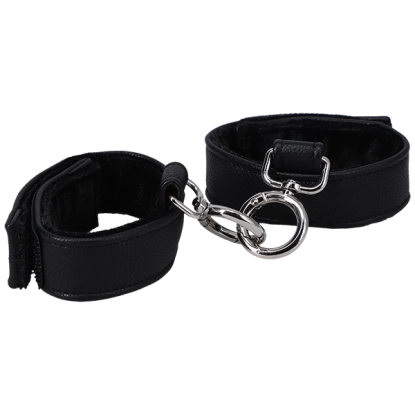 Faux Leather Handcuffs with Velvet Lining Black
