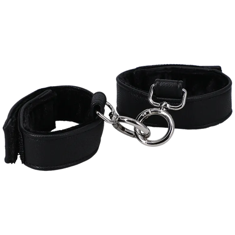 Faux Leather Handcuffs with Velvet Lining Black Faux Leather Handcuffs with Velvet Lining Black