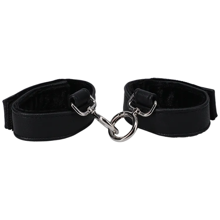 Faux Leather Handcuffs with Velvet Lining Black Faux Leather Handcuffs with Velvet Lining Black