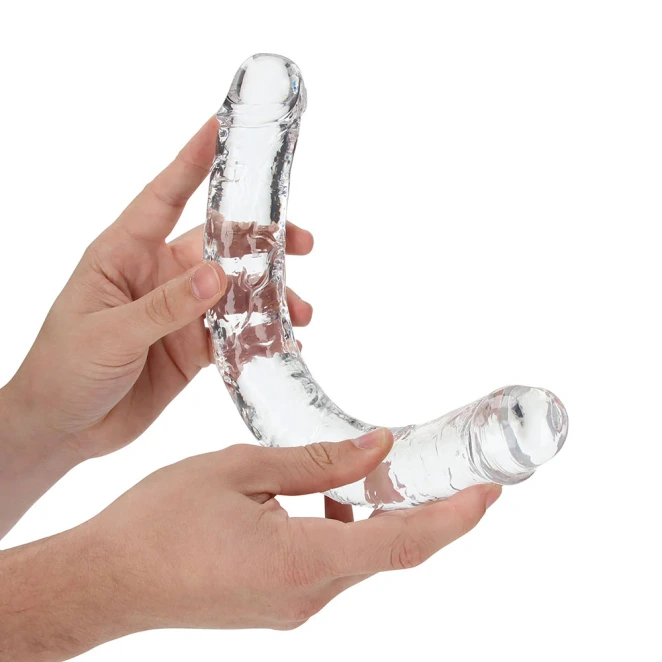 13 Inch RealRock Crystal Clear Dual-Ended Double Dildo Clear