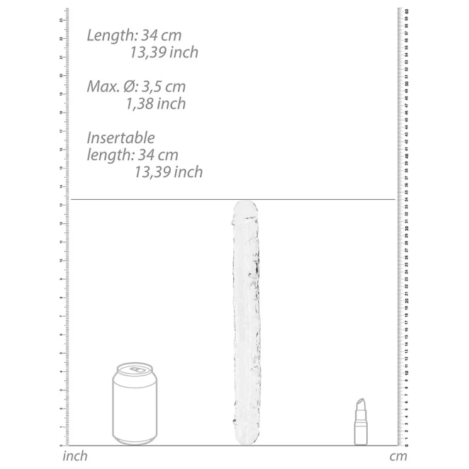 13 Inch RealRock Crystal Clear Dual-Ended Double Dildo Clear