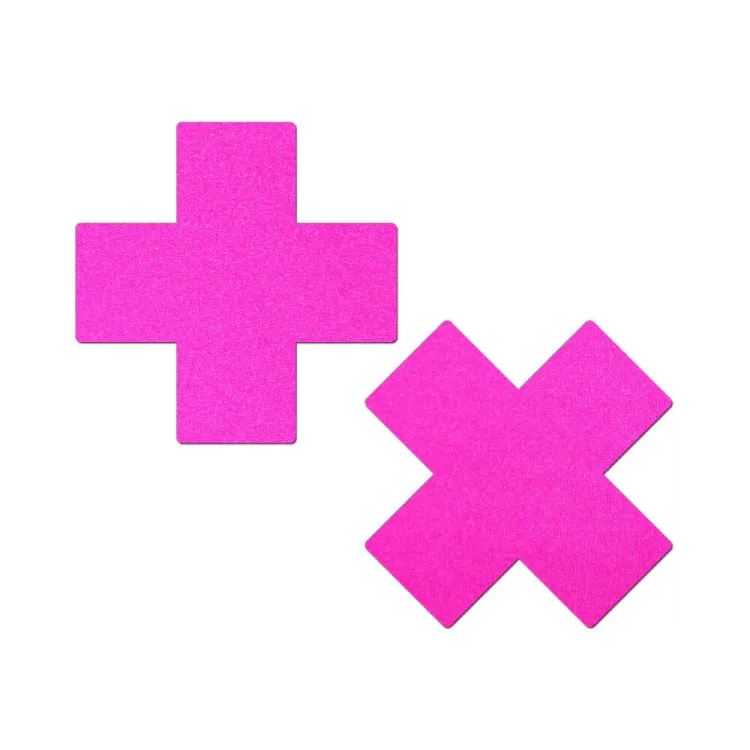 Pastease Plus X: Neon Pink Day-Glow Lycra Cross Nipple Pasties (84086) by Pastease | Pasties | SlipDix.com Pastease Plus X: Neon Pink Day-Glow Lycra Cross Nipple Pasties (84086) | SlipDix.com