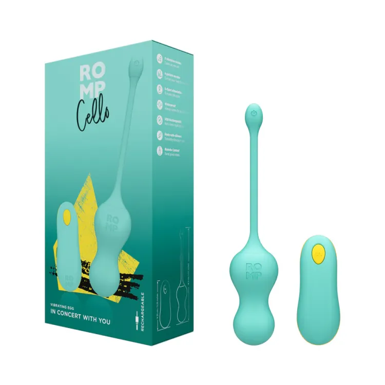 ROMP Cello Remote-Controlled Silicone G-Spot Egg Vibrator Teal ROMP Cello Remote-Controlled Silicone G-Spot Egg Vibrator Teal