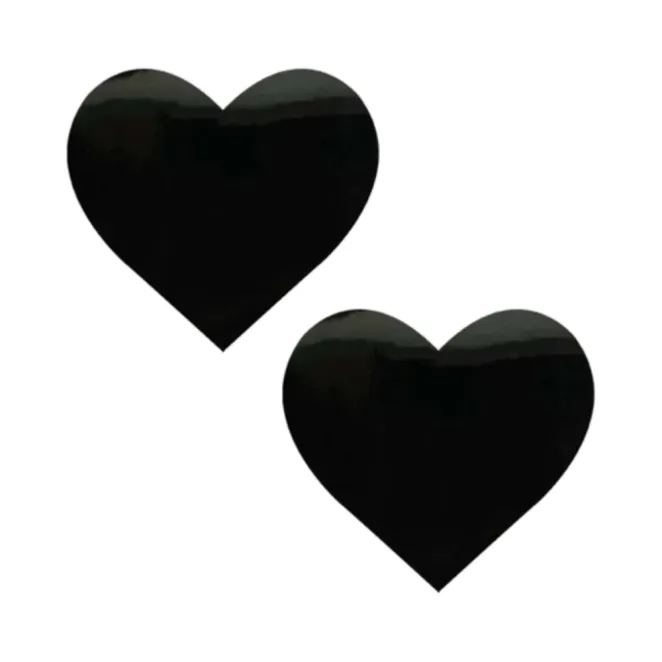 Neva Nude Pasty Black Wet Vinyl Dom Squad Heart (84151) | SlipDix.com