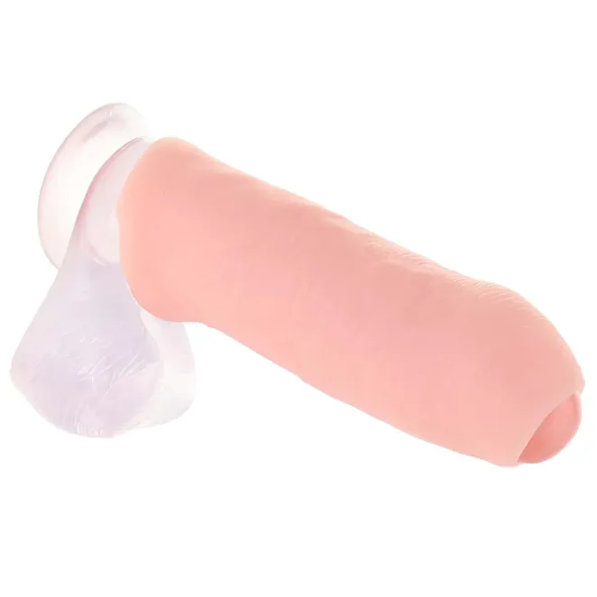 X-tensions Elite Uncut 7 in. Open-Ended Silicone Enhancement Sleeve Beige