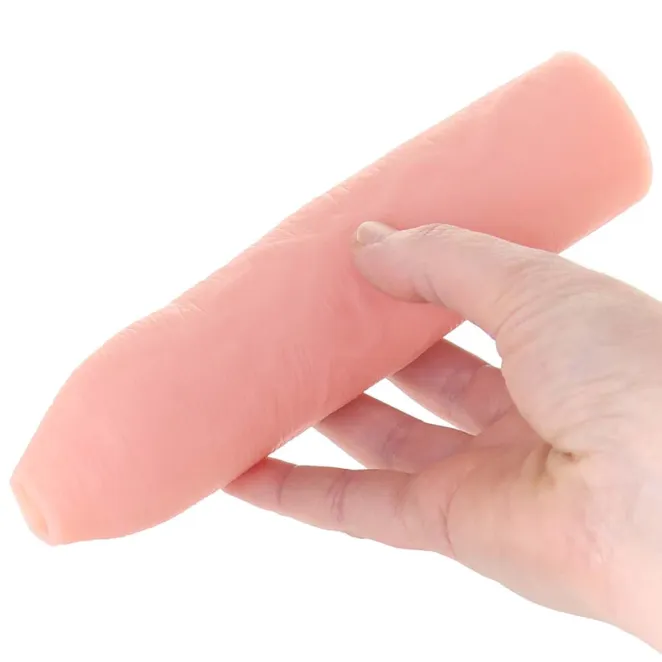 X-tensions Elite Uncut 7 in. Open-Ended Silicone Enhancement Sleeve Beige