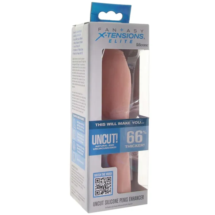 X-tensions Elite Uncut 7 in. Open-Ended Silicone Enhancement Sleeve Beige X-tensions Elite Uncut 7 in. Open-Ended Silicone Enhancement Sleeve Beige
