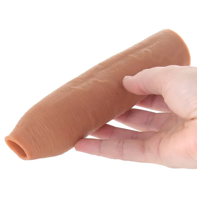 X-tensions Elite Uncut 7 in. Open-Ended Silicone Enhancement Sleeve Tan