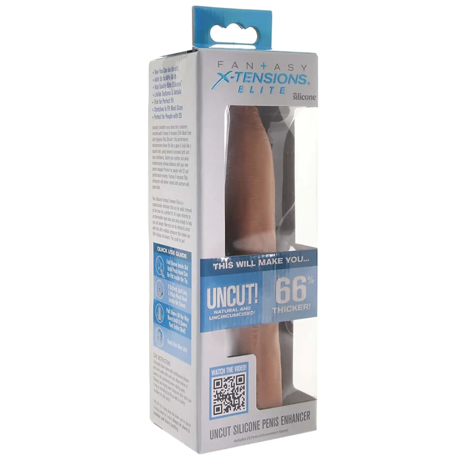 X-tensions Elite Uncut 7 in. Open-Ended Silicone Enhancement Sleeve Tan