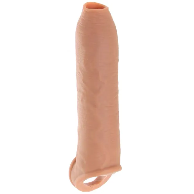 X-tensions Elite Uncut 7 in. Open-Ended Silicone Enhancement Sleeve with Strap Tan