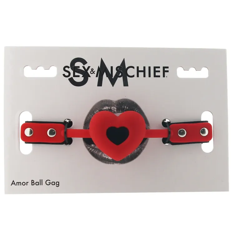 Amor Breathable Heart-Shaped Silicone Ball Gag Red Amor Breathable Heart-Shaped Silicone Ball Gag Red