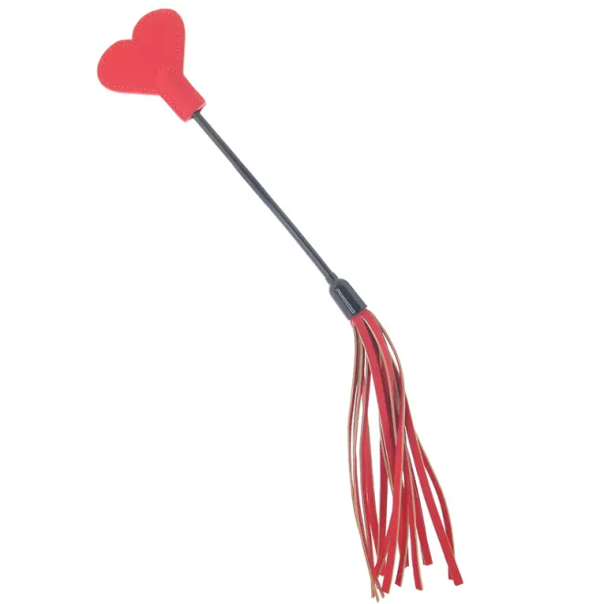 Amor Crop Heart-Shaped Dual-Ended Flogger Red