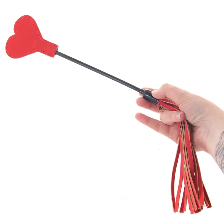 Amor Crop Heart-Shaped Dual-Ended Flogger Red Amor Crop Heart-Shaped Dual-Ended Flogger Red