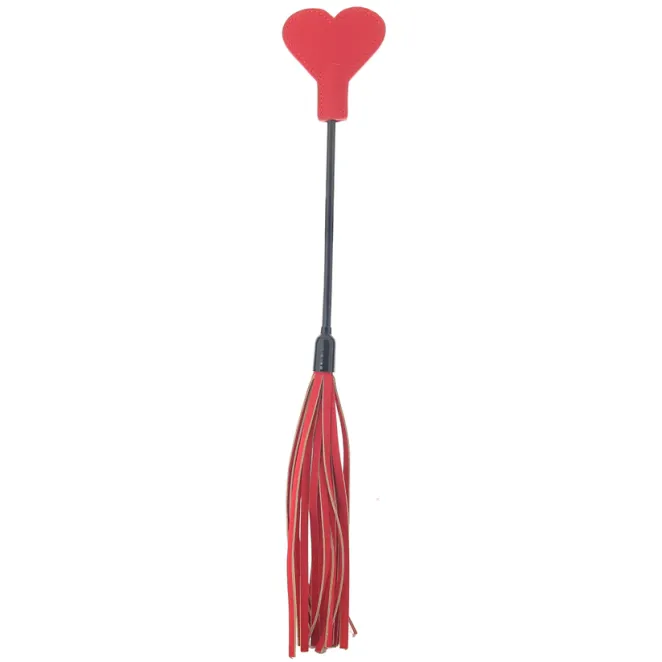 Amor Crop Heart-Shaped Dual-Ended Flogger Red