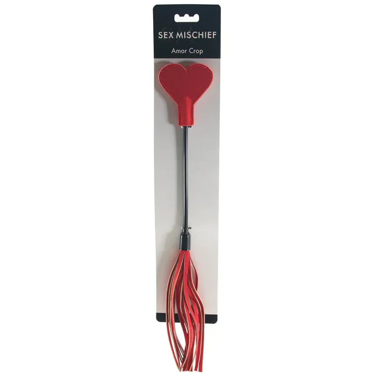 Amor Crop Heart-Shaped Dual-Ended Flogger Red Amor Crop Heart-Shaped Dual-Ended Flogger Red