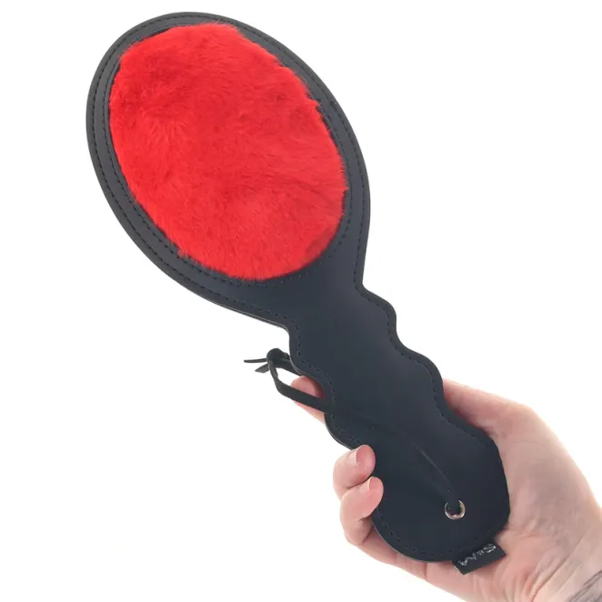 Amor Dual-Sided Paddle Red Faux Fur & Faux Leather