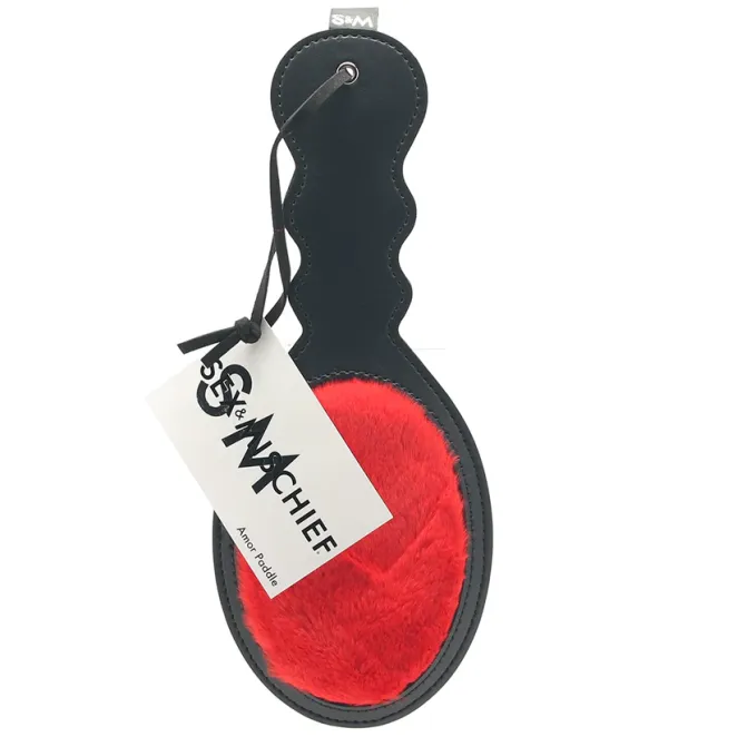 Amor Dual-Sided Paddle Red Faux Fur & Faux Leather