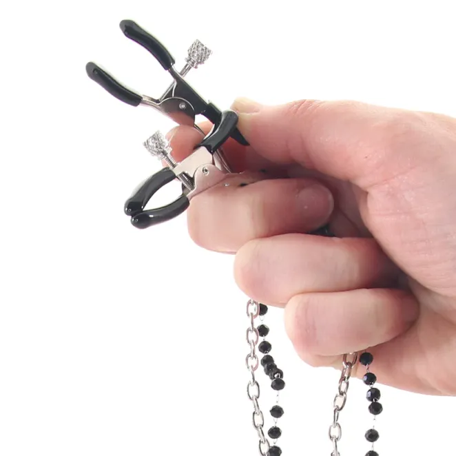 Amor Adjustable Collar with Nipple Clamps Black