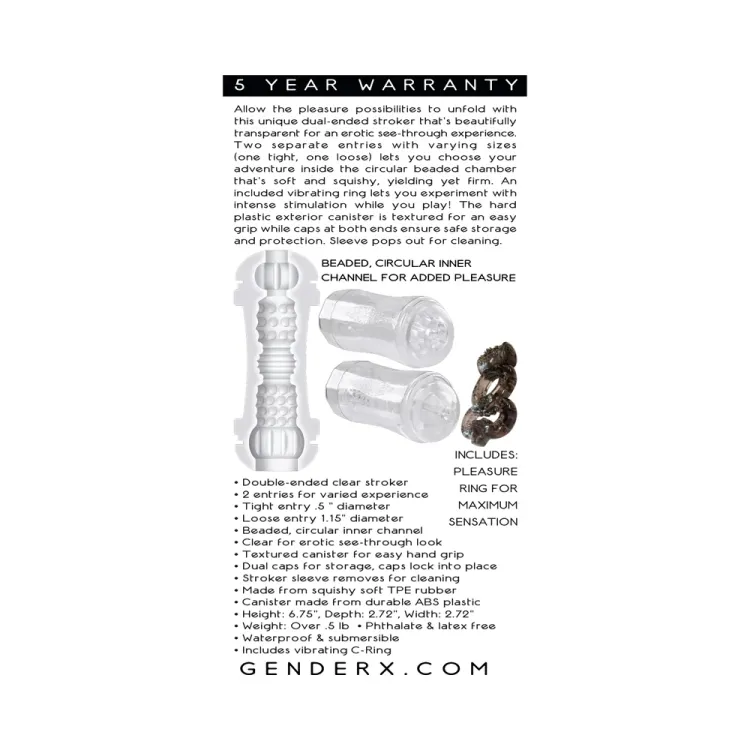 Double Fantasy Dual Entry Stroker Clear Double Fantasy Dual Entry Stroker Clear