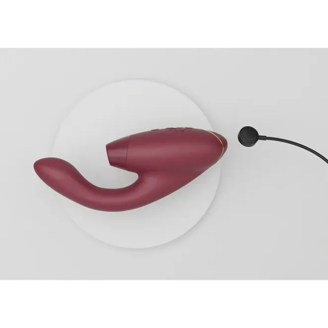 Womanizer Duo 2 Rechargeable Silicone G-Spot and Clitoral Stimulator Wine Red