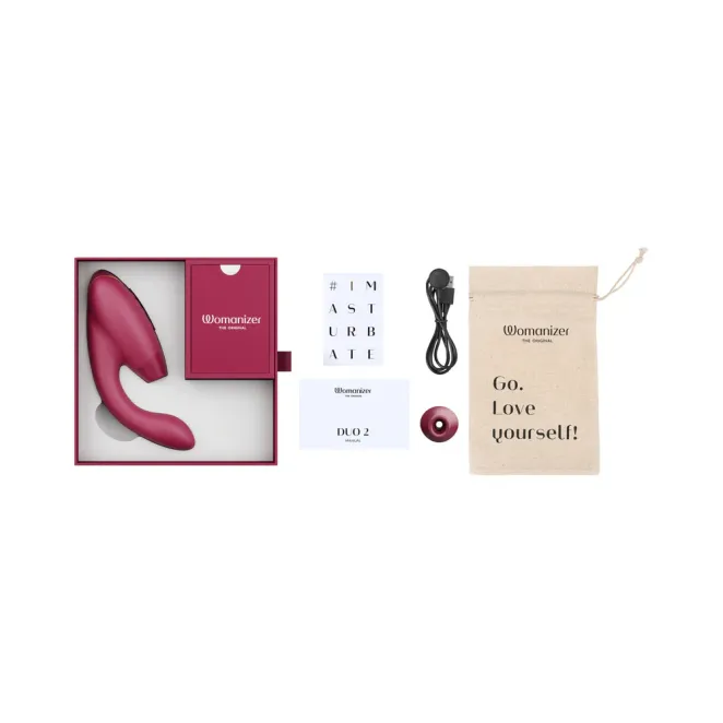 Womanizer Duo 2 Rechargeable Silicone G-Spot and Clitoral Stimulator Wine Red