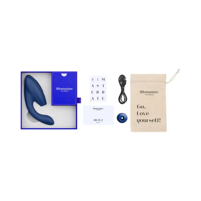 Womanizer Duo 2 Rechargeable Silicone G-Spot and Clitoral Stimulator Blue